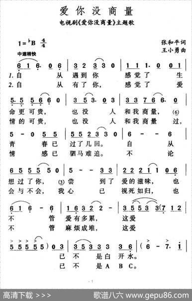 爱你没商量（电视剧《爱你没商量》主题歌） - 张和平|王小勇