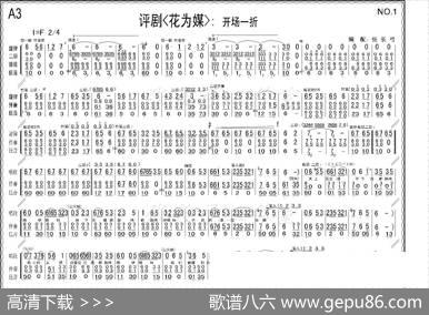 折子戏：开场一折（《花为媒》伴奏谱）