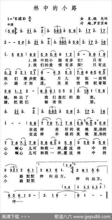林中的小路（金星、晓光词魏越、罗京京曲） - 金星、晓光|魏越、罗京京