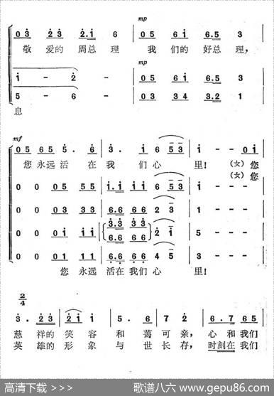 敬爱的周总理，我们的好总理 - 雷子明|于林青
