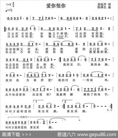 爱你恨你 - 龙远开|佟泽生