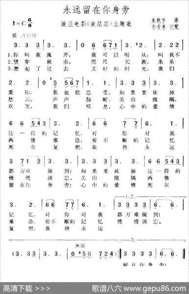 永远留在你身旁（波兰电影《夜茫茫》主题歌）