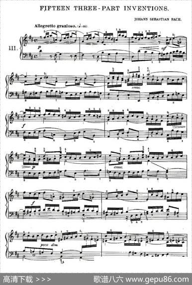 FIFTEENTHREE-PARTINVETIONS之三（FIFTEENTHREE-PARTINVETIONS之）|Bach（巴赫）