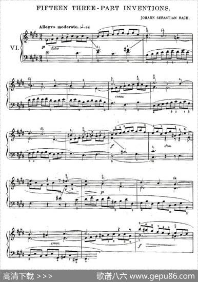 FIFTEENTHREE-PARTINVETIONS之六（15首3部创意曲之六）|Bach（巴赫）