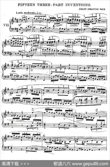 FIFTEENTHREE-PARTINVETIONS之七（15首3部创意曲之七）|Bach（巴赫）