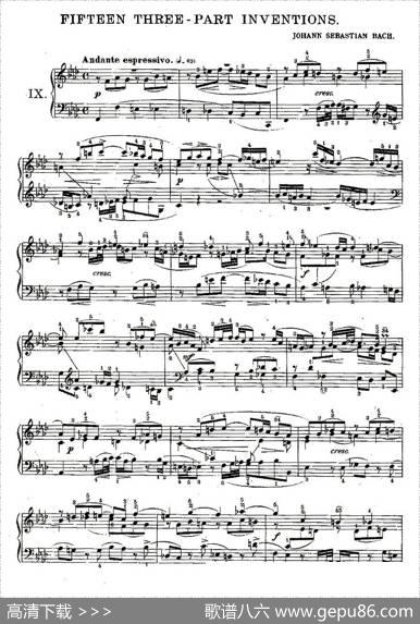 FIFTEENTHREE-PARTINVETIONS之九（15首3部创意曲之九）|Bach（巴赫）