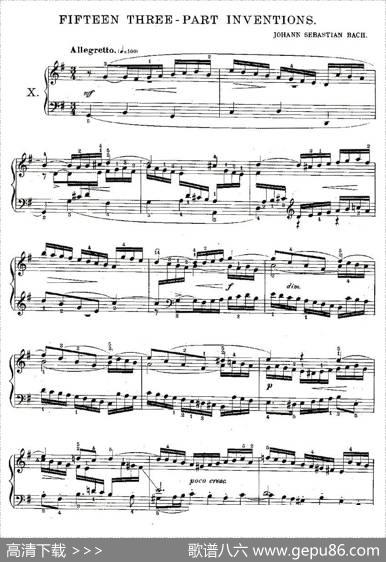 FIFTEENTHREE-PARTINVETIONS之十（15首3部创意曲之十）|Bach（巴赫）