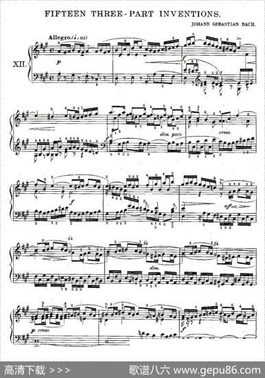 FIFTEENTHREE-PARTINVETIONS之十二（15首3部创意曲之十二）|Bach（巴赫）