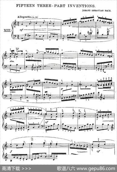 FIFTEENTHREE-PARTINVETIONS之十三（15首3部创意曲之十三）|Bach（巴赫）