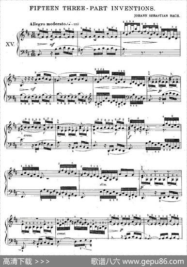 FIFTEENTHREE-PARTINVETIONS之十五（15首3部创意曲之十五）|Bach（巴赫）