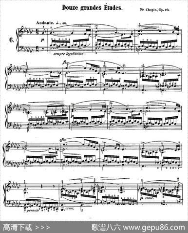 肖邦钢琴练习曲，Op.10之六|肖邦