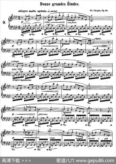 肖邦钢琴练习曲，Op.10之九|肖邦