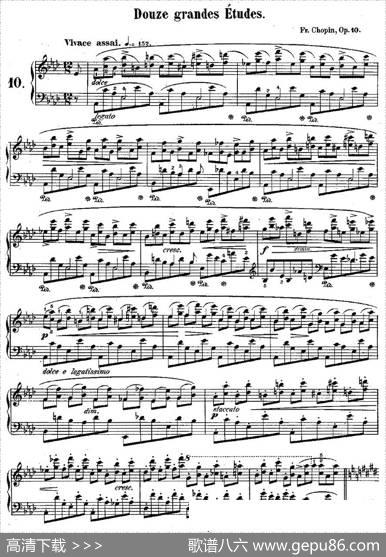 肖邦钢琴练习曲，Op.10之十|肖邦