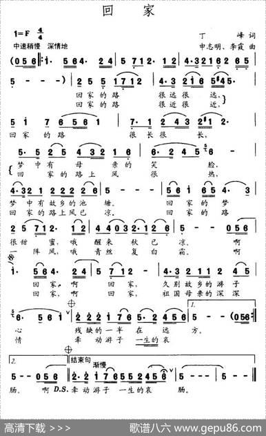 回家（丁峰词申志明曲） - 丁峰|申志明