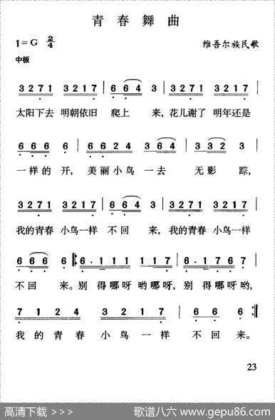 青春舞曲（维吾尔族民歌）|维吾尔族民歌、王洛宾改编