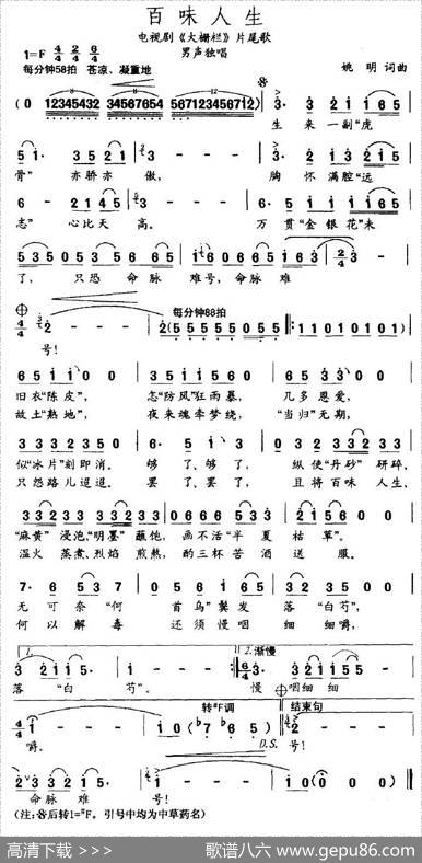 百味人生（电视剧《大栅栏》片尾曲） - 姚明|姚明
