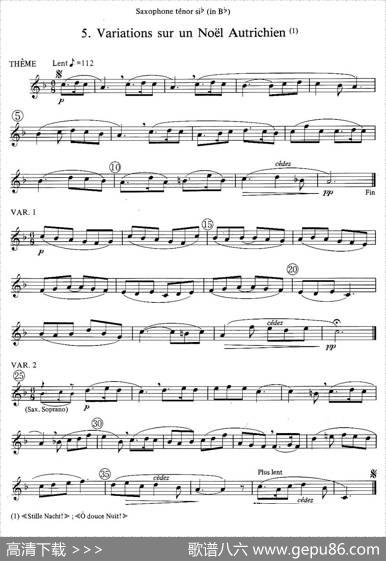 jeanBouvard编写的6首萨克斯四重奏（次中音萨克斯分谱）|jean、Bouvard