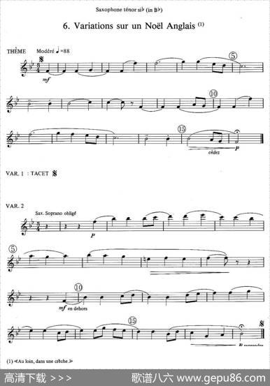 jeanBouvard编写的6首萨克斯四重奏（次中音萨克斯分谱）|jean、Bouvard