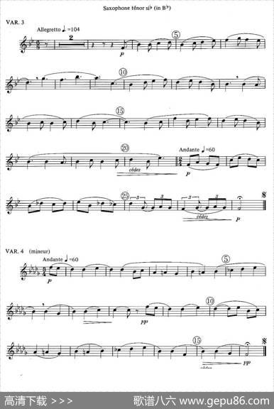 jeanBouvard编写的6首萨克斯四重奏（次中音萨克斯分谱）|jean、Bouvard