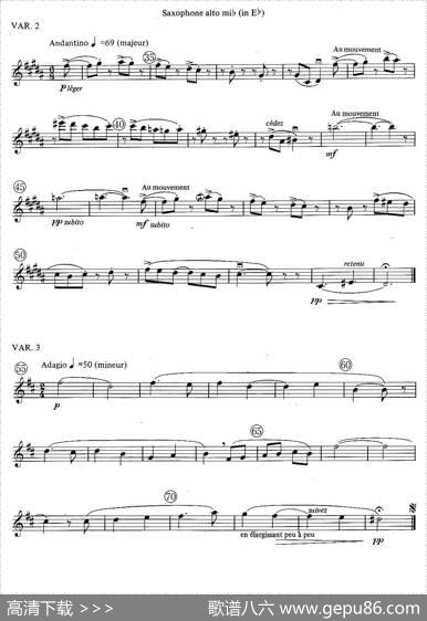 jeanBouvard编写的6首萨克斯四重奏（中音萨克斯分谱）|jean、Bouvard