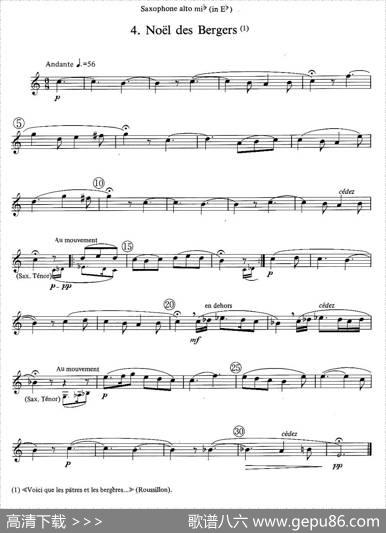 jeanBouvard编写的6首萨克斯四重奏（中音萨克斯分谱）|jean、Bouvard