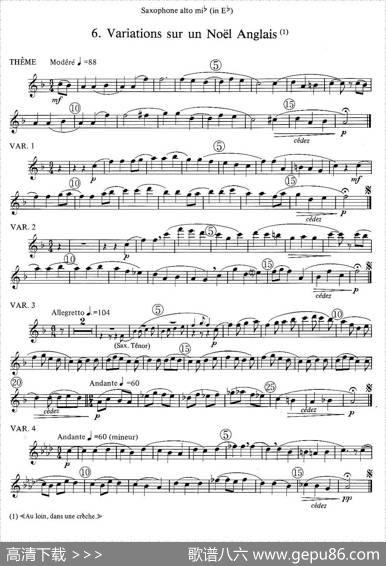 jeanBouvard编写的6首萨克斯四重奏（中音萨克斯分谱）|jean、Bouvard