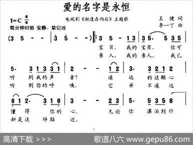 爱的名字是永恒（电视剧《相逢在雨后》主题歌） - 王健|李一丁