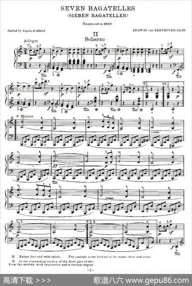 贝多芬钢琴小品（Bagatelles）（Op.33之2）|贝多芬