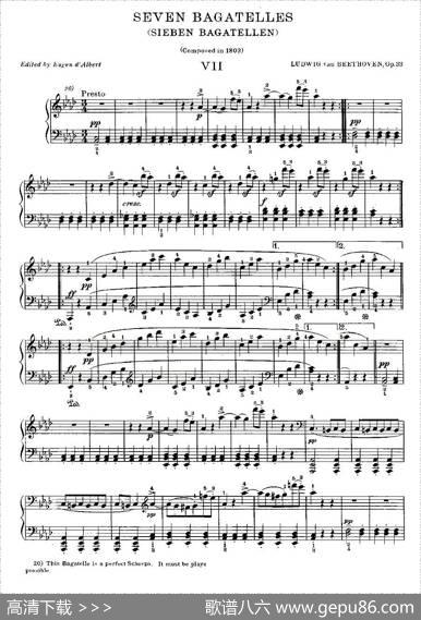 贝多芬钢琴小品（Bagatelles）（Op.33之7）|贝多芬