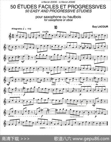 GuyLacour50首萨克斯练习曲之十|Guy、Lacour