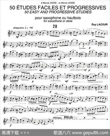 GuyLacour50首萨克斯练习曲之20|Guy、Lacour