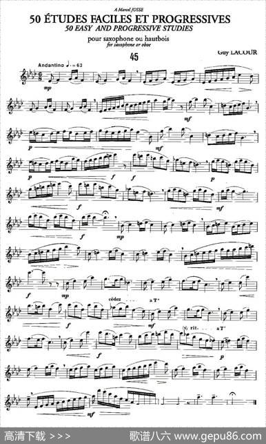 GuyLacour50首萨克斯练习曲之45|Guy、Lacour