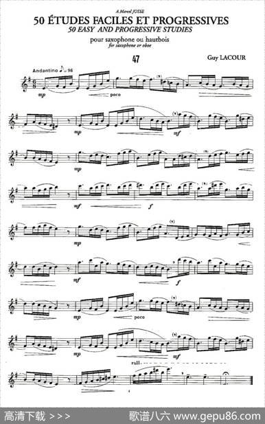 GuyLacour50首萨克斯练习曲之47|Guy、Lacour