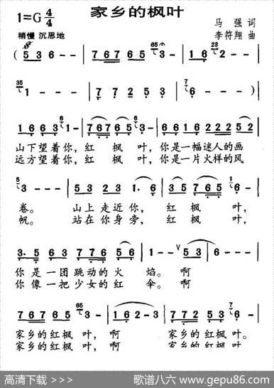家乡的枫叶 - 马强|李符翔