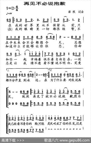 再见不必说抱歉 - 薛枫|薛枫