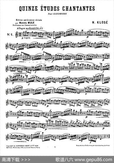 KloseEtudesChantantesPourSaxophone（练习曲之一）