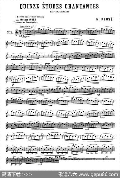 KloseEtudesChantantesPourSaxophone（练习曲之二）