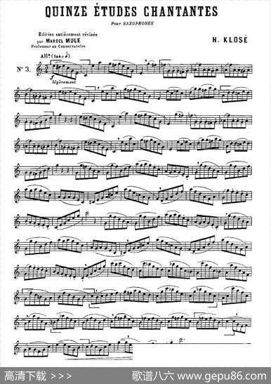 KloseEtudesChantantesPourSaxophone（练习曲之三）
