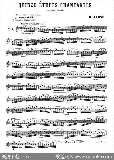 KloseEtudesChantantesPourSaxophone（练习曲之五）