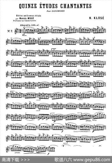 KloseEtudesChantantesPourSaxophone（练习曲之七）