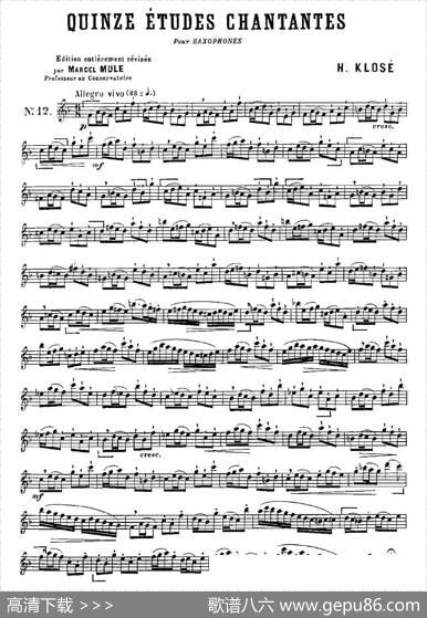 KloseEtudesChantantesPourSaxophone（练习曲之十二）