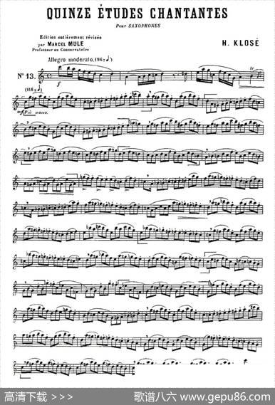 KloseEtudesChantantesPourSaxophone（练习曲之十三）