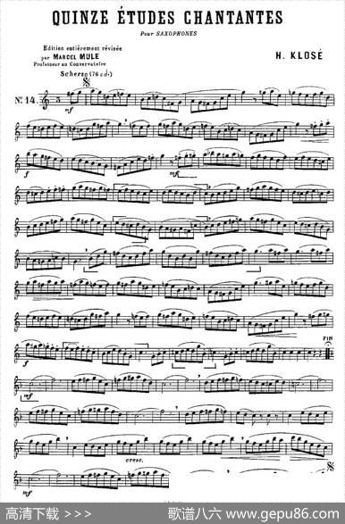 KloseEtudesChantantesPourSaxophone（练习曲之十四）