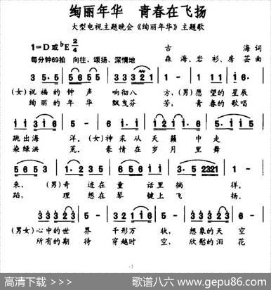 绚丽年华青春在飞扬（大型电视主题晚会《绚丽年华》主题歌） - 古海|森海