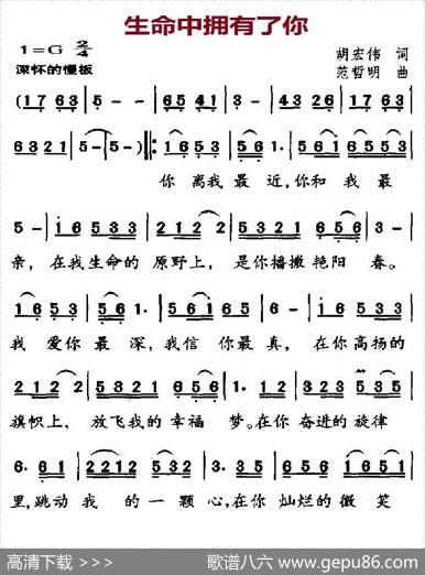 生命中拥有了你（胡宏伟词范哲明曲） - 胡宏伟|范哲明