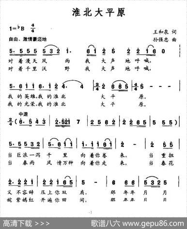 淮北大平原（王和泉词孙强忠曲） - 王和泉|孙强忠