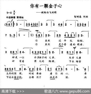 你有一颗金子心（献给丛飞的歌） - 智树春|智树春