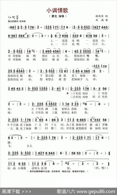 小调情歌 - 胡风华|石焱