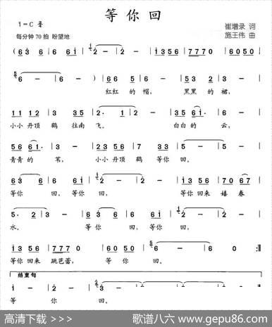 等你回（崔增录词施王伟曲） - 崔增录|施王伟