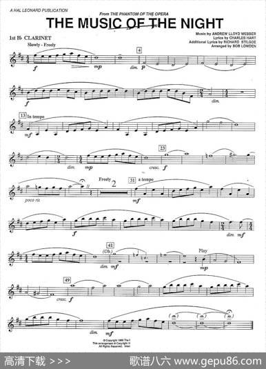 THEMUSICOFTHENIGTH-CLARINET（单簧管三重奏分谱）
